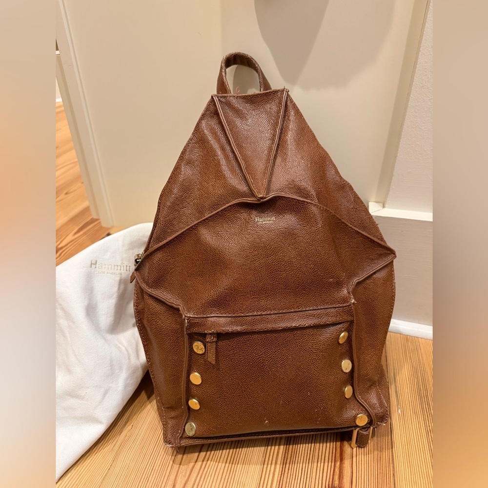 Hammitt Brown Leather Backpack with Stud Accents